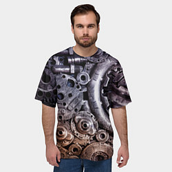 Футболка оверсайз мужская СТИМПАНК МЕТАЛ, цвет: 3D-принт — фото 2