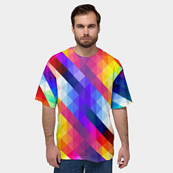 Футболка оверсайз мужская Пиксельная радуга, цвет: 3D-принт — фото 2