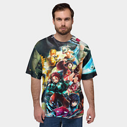 Футболка оверсайз мужская КЛИНОК РАССЕКАЮЩИЙ ДЕМОНОВ ПЕРСОНАЖИ, цвет: 3D-принт — фото 2