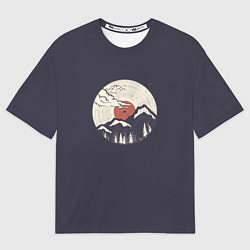 Футболка оверсайз мужская Mountain Vinyl Record, цвет: 3D-принт