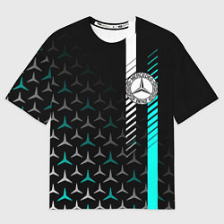 Футболка оверсайз мужская МЕРСЕДЕС AQUA BLACK GRADIENT, цвет: 3D-принт