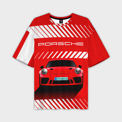 Мужская футболка оверсайз PORSCHE ПОРШЕ RED STYLE