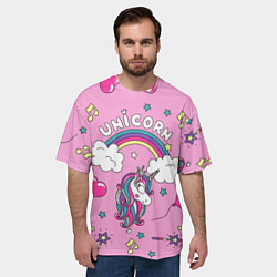 Футболка оверсайз мужская Единорог Радужный, цвет: 3D-принт — фото 2