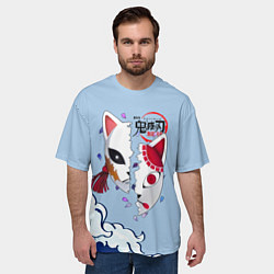 Футболка оверсайз мужская Маски из Клинок, рассекающий демонов, цвет: 3D-принт — фото 2