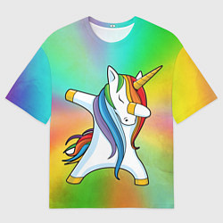 Футболка оверсайз мужская Крутой единорог, цвет: 3D-принт