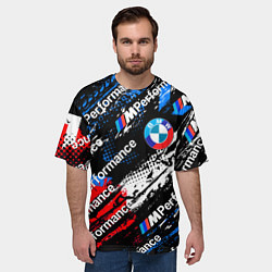 Футболка оверсайз мужская BMW M PERFORMANCE БМВ ГРАНЖ, цвет: 3D-принт — фото 2