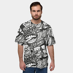 Футболка оверсайз мужская Тату ретро, цвет: 3D-принт — фото 2