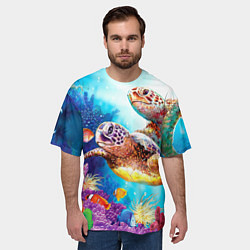 Футболка оверсайз мужская Морские черепахи, цвет: 3D-принт — фото 2