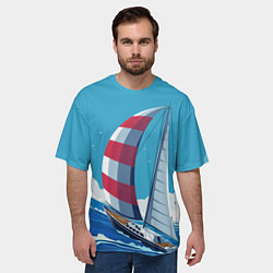 Футболка оверсайз мужская ПАРУСНИК В МОРЕ ЛЮБЛЮ МОРЕ Z, цвет: 3D-принт — фото 2