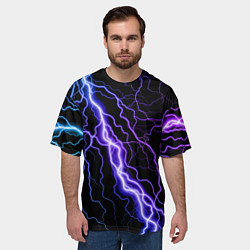 Футболка оверсайз мужская НЕОНОВАЯ МОЛНИЯ ГРОЗА, цвет: 3D-принт — фото 2