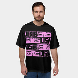 Футболка оверсайз мужская Black pink eyes, цвет: 3D-принт — фото 2