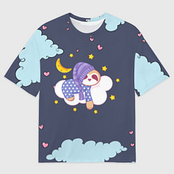 Футболка оверсайз мужская Сонный ленивец, цвет: 3D-принт