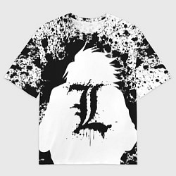 Футболка оверсайз мужская Death Note черная краска, цвет: 3D-принт