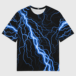 Футболка оверсайз мужская ГОЛУБАЯ МОЛНИЯ ГРОЗА, цвет: 3D-принт