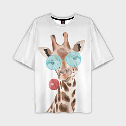 Футболка оверсайз мужская Жираф в очках, цвет: 3D-принт