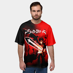 Футболка оверсайз мужская Чёрный Аста красный туман, цвет: 3D-принт — фото 2