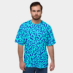 Футболка оверсайз мужская Неоновые синие узоры, цвет: 3D-принт — фото 2