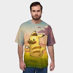 Футболка оверсайз мужская Детектив Пикачу, цвет: 3D-принт — фото 2