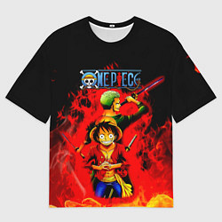 Футболка оверсайз мужская Зоро и Луффи в огне One Piece, цвет: 3D-принт