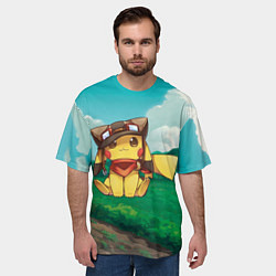 Футболка оверсайз мужская Пикачу летчик, цвет: 3D-принт — фото 2