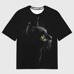 Футболка оверсайз мужская Черный кот, цвет: 3D-принт