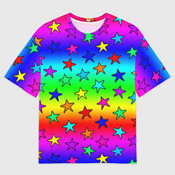 Футболка оверсайз мужская Радужные звезды, цвет: 3D-принт
