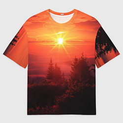 Футболка оверсайз мужская УТРЕННИЙ РАССВЕТ НАД ОБЛАКАМИ, цвет: 3D-принт