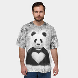 Футболка оверсайз мужская Панда Любовь Сердце Меланж, цвет: 3D-принт — фото 2