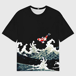 Мужская футболка оверсайз Карп Кои Волна Япония Рыба