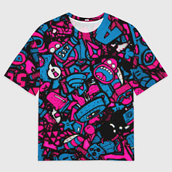 Футболка оверсайз мужская Мультяшные кислотные картинки, цвет: 3D-принт
