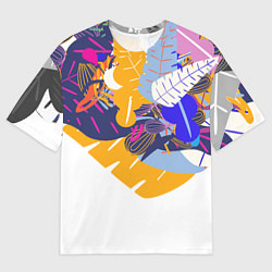 Футболка оверсайз мужская Узор из листьев и цветов, цвет: 3D-принт