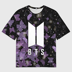 Футболка оверсайз мужская BTS BUTTERFLIES БАБОЧКИ, цвет: 3D-принт
