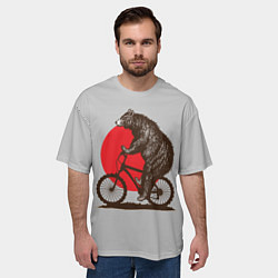 Футболка оверсайз мужская Медведь на велосиеде, цвет: 3D-принт — фото 2
