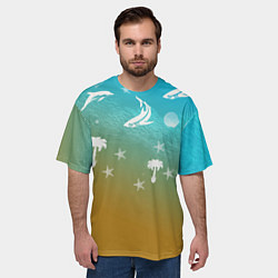 Футболка оверсайз мужская Морское ассорти, цвет: 3D-принт — фото 2