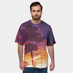 Футболка оверсайз мужская Закат в аниме стиле, цвет: 3D-принт — фото 2