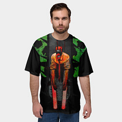 Футболка оверсайз мужская Дэндзи человек-бензопила, цвет: 3D-принт — фото 2