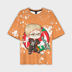 Футболка оверсайз мужская Tsukishima Kei Haikyu Волейбол Z, цвет: 3D-принт