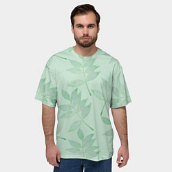 Футболка оверсайз мужская Зеленые листья, цвет: 3D-принт — фото 2