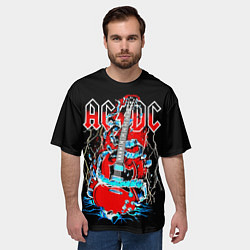 Футболка оверсайз мужская ACDC гитара, цвет: 3D-принт — фото 2