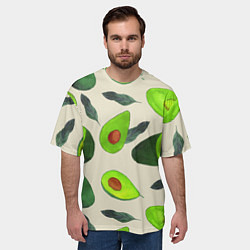 Футболка оверсайз мужская Авокадо - фруктовый паттерн, цвет: 3D-принт — фото 2