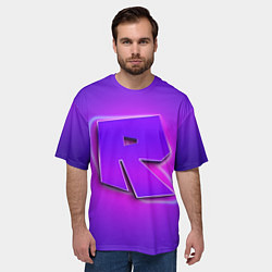 Футболка оверсайз мужская ROBLOX NEON LOGO РОБЛОКС, цвет: 3D-принт — фото 2