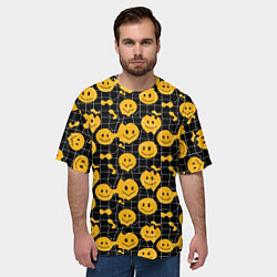 Футболка оверсайз мужская Психоделические смайлы, цвет: 3D-принт — фото 2