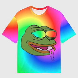 Футболка оверсайз мужская Pepe rainbow, цвет: 3D-принт