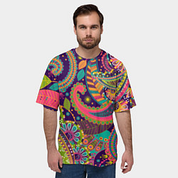 Футболка оверсайз мужская Яркий красочный узор, цвет: 3D-принт — фото 2