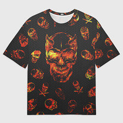 Футболка оверсайз мужская Огненные черепа Carbon, цвет: 3D-принт