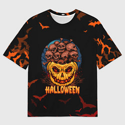 Футболка оверсайз мужская Тыква с черепами, цвет: 3D-принт