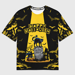 Футболка оверсайз мужская Кот на кладбище, цвет: 3D-принт