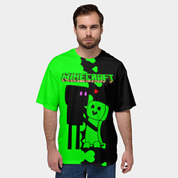 Футболка оверсайз мужская Любовь Эндермена и Крипера Майнкрафт, цвет: 3D-принт — фото 2