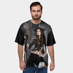 Футболка оверсайз мужская Милая ведьма с метлой, цвет: 3D-принт — фото 2