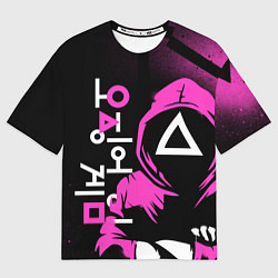 Футболка оверсайз мужская Игра в кальмара красные костюмы, цвет: 3D-принт